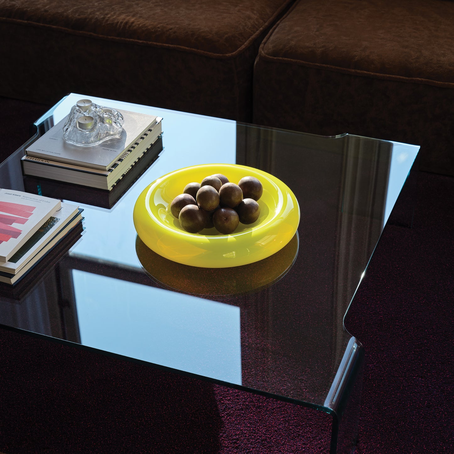 Extra large Syrup Bowl in a living room in citrus colour